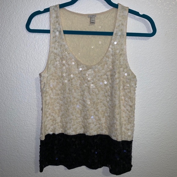 J. Crew Top sequin black & white - Picture 1 of 3